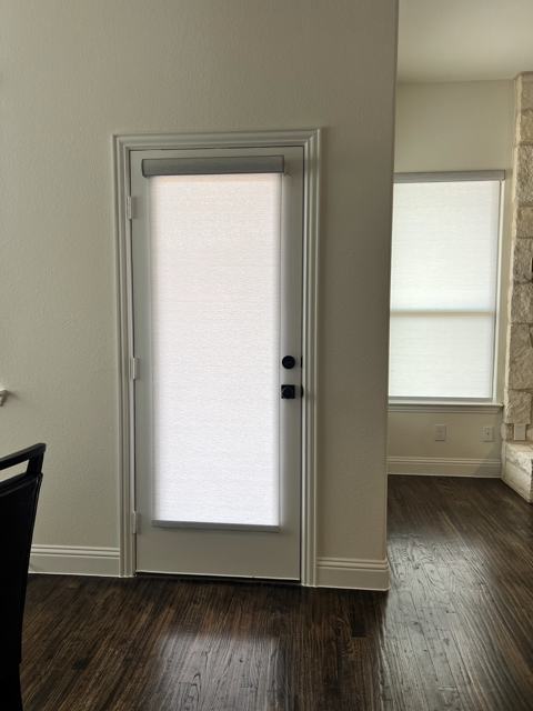 Light-filtering shade on a French door