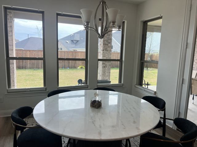 Shades on breakfast nook windows